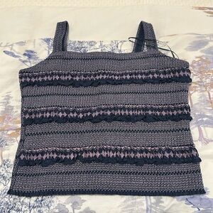 Tags On Anthropologie Navy and Lilac Top